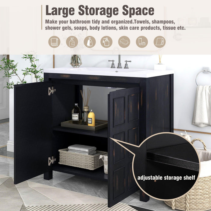 36" Bathroom Vanity Organizer with Sink,Combo Cabinet Set，BathroomStorage Cabinet,Retro Espresso