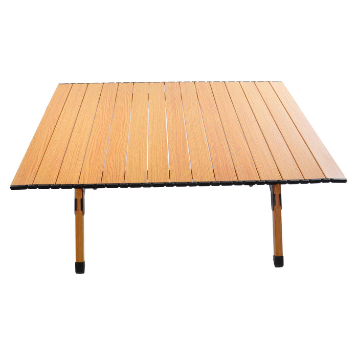 Portable picnic table, rollable aluminum alloy table top, with folding solid X-shaped frame, and handbag  ZB1002MW