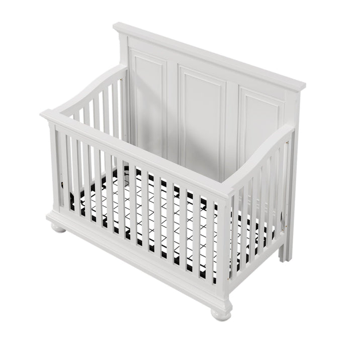 4 Pieces Nursery Sets Traditional Farmhouse Style 4-in-1 Convertible Crib + Nightstand+Dresser with Changing Topper, White