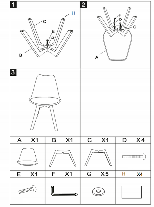 BB chair ,wood leg; pp back with cushion, BLUE, 2 pcs per set