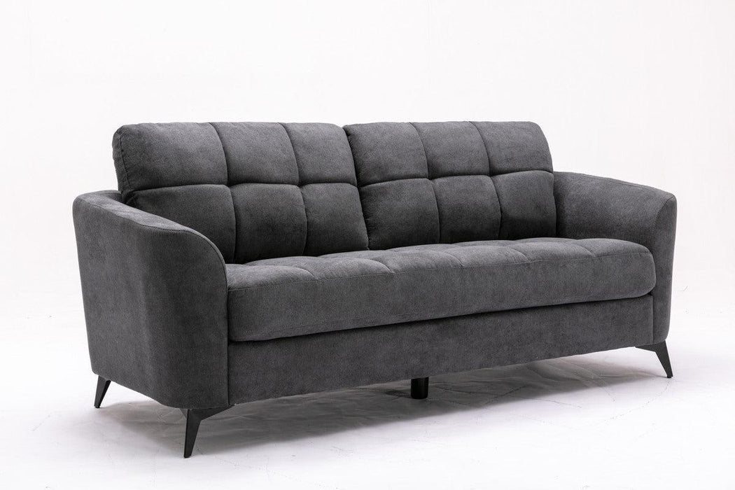 Callie Gray Velvet Fabric Sofa Loveseat Living Room Set