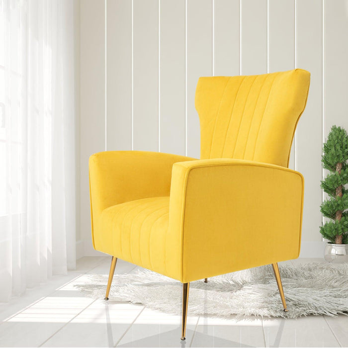 Velvet Accent Chair, Wingback Arm Chair with Gold Legs, Upholstered Single Sofa for Living Room Bedroom