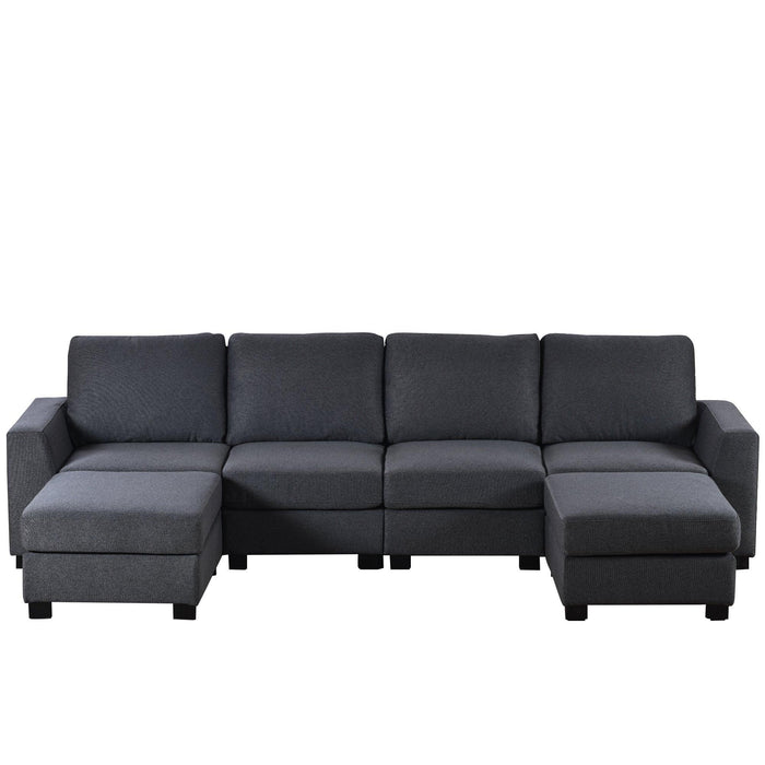 3 Pieces U shaped Sofa with Removable Ottomans