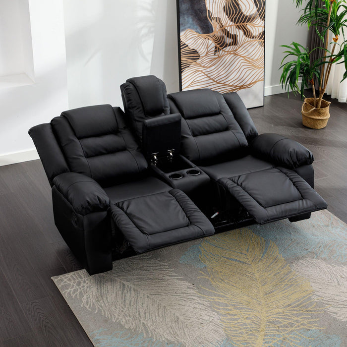 Home Theater Seating Manual Recliner, PU Leather Reclining Loveseat for Living Room