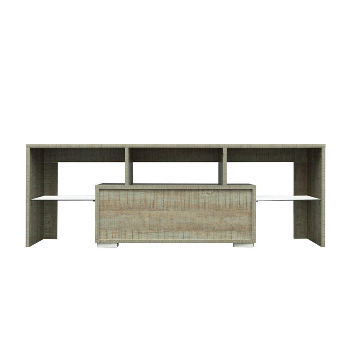 TV Stand with LED RGB Lights,Flat Screen TV Cabinet, Gaming Consoles - in Lounge Room, Living Room and Bedroom，GREY OAK