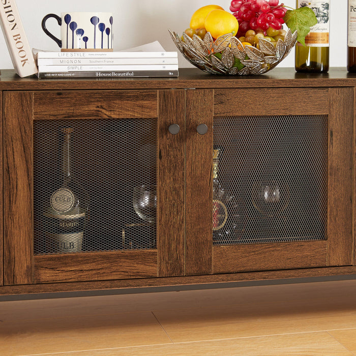 Wine shelf table,Modern wine bar cabinet, console table, bar table, TV cabinet, sideboard withStorage compartment, can be used in living room, dining room, kitchen, entryway, hallway. Hazelnut Brown