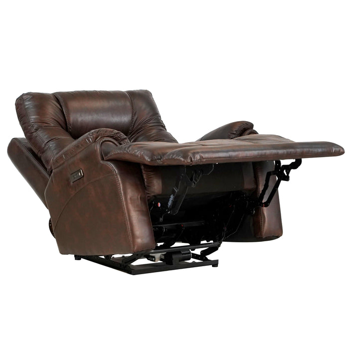 Leather Gel Zero Gravity Brown 37.5W” Width Power Recliner with Power Headrest ( Sofa )