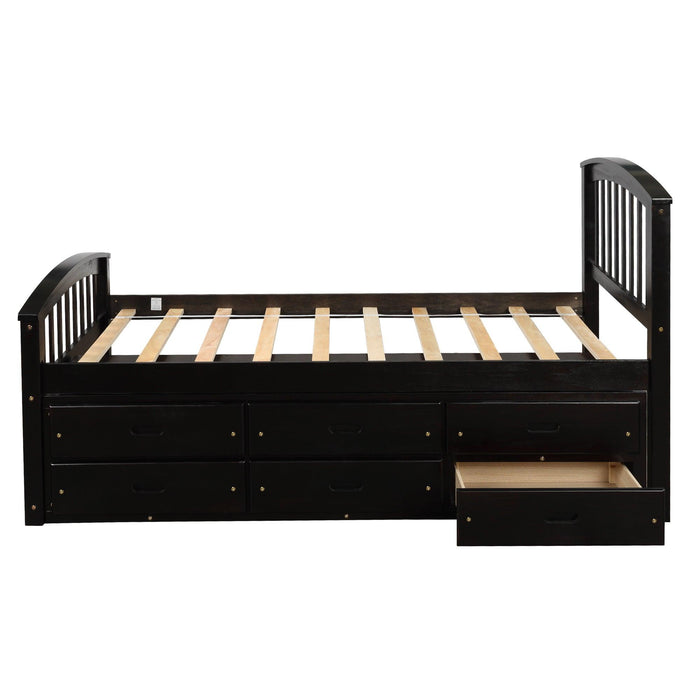 Twin Size PlatformStorage Bed Solid Wood Bed with 6 Drawers