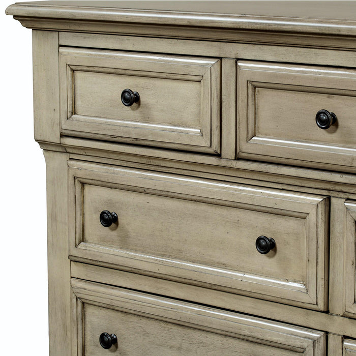 Solid Wood Seven-Drawer Dresser for Nursery, Kid’s Room, Bedroom, Stone Gray