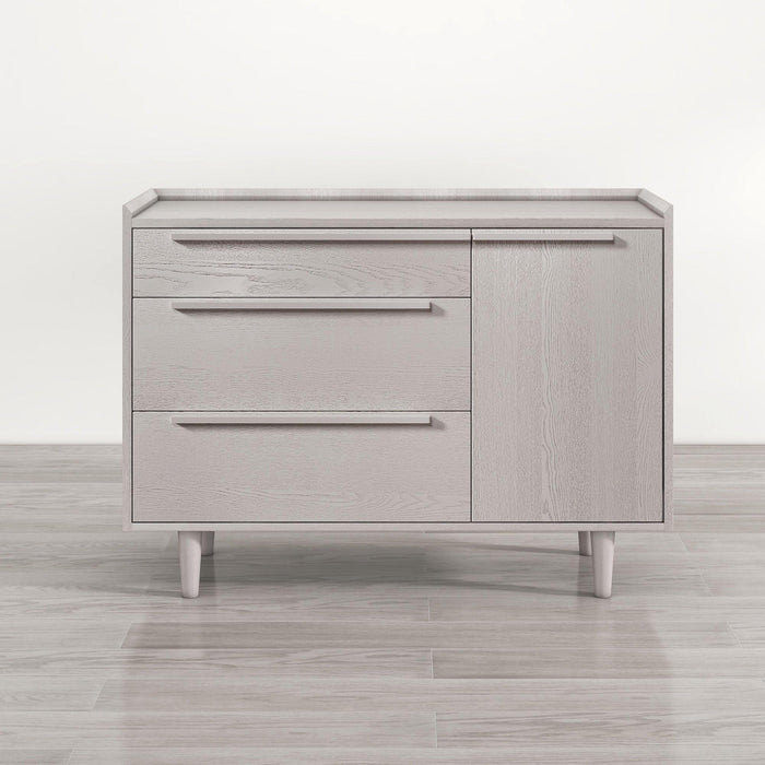 Modern Style Manufactured Wood 3-Drawer Dresser with Solid Wood Legs, Stone Gray