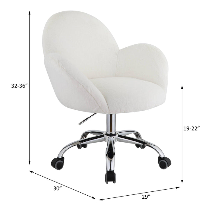 ACME JaOffice Chair in White Lapin & Chrome Finish OF00119