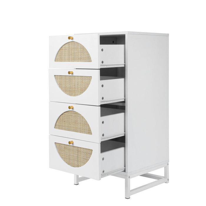 Natural rattan，4 drawer cabinet，Suitable for living room, bedroom and study，DiversifiedStorage