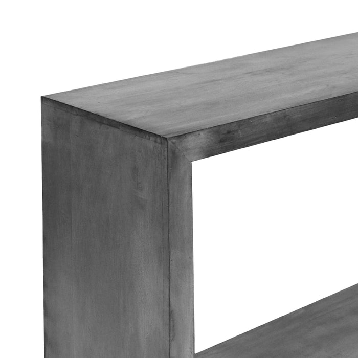 52" Cube Shape Wooden Console Table with Open Bottom Shelf, Charcoal Gray