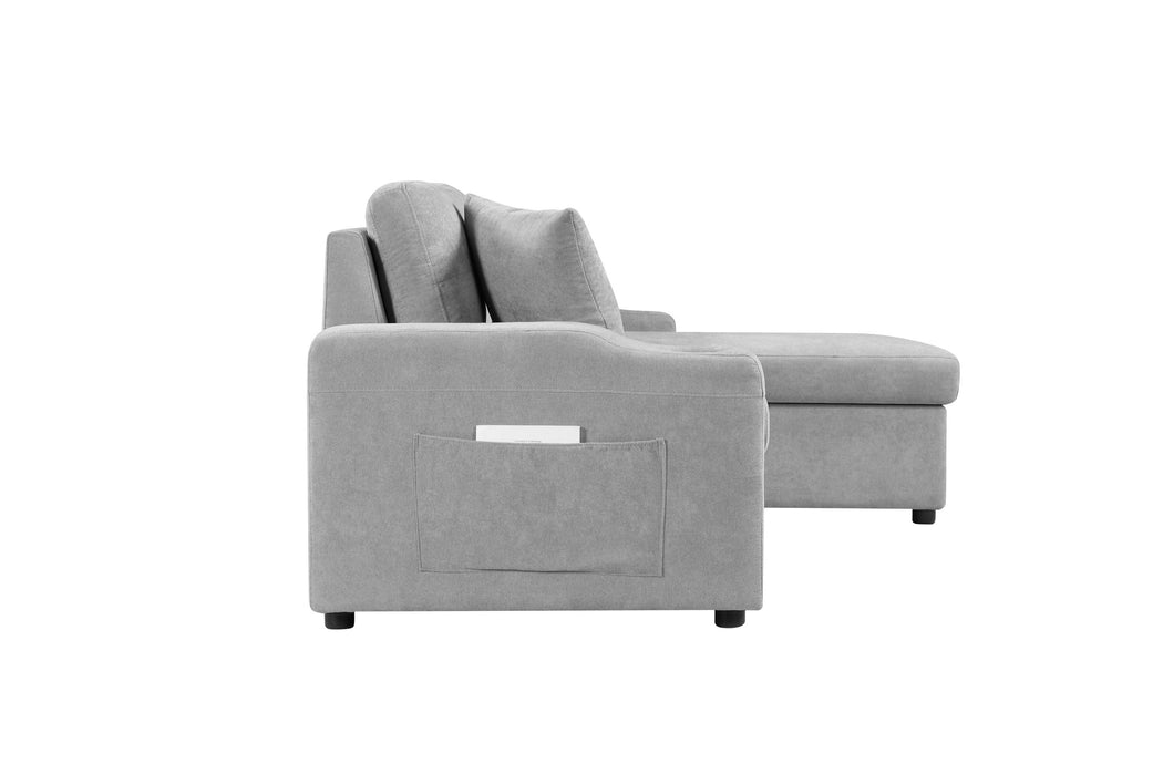 convertible corner sofa with armrestStorage, living room and apartment sectional sofa, right chaise longue and grey