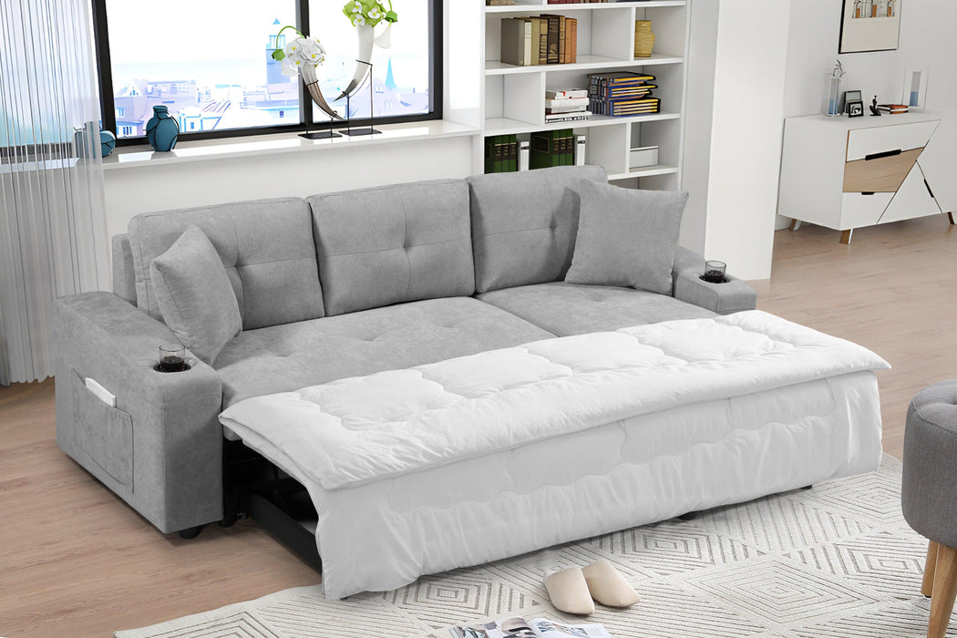 convertible corner sofa with armrestStorage, living room and apartment sectional sofa, right chaise longue and grey