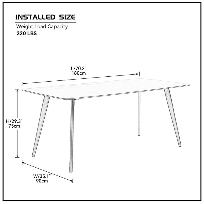 Sintered Stone Dining Table Thickness of 12mm Porcelain 70.86'' Black