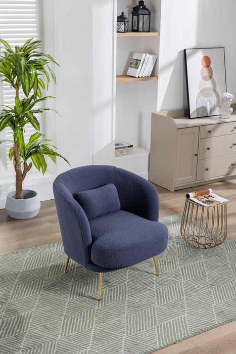 30.32"W Accent Chair Upholstered Curved Backrest Reading Chair Single Sofa Leisure Club Chair with Golden Adjustable Legs For Living Room Bedroom Dorm Room (Navy Boucle)