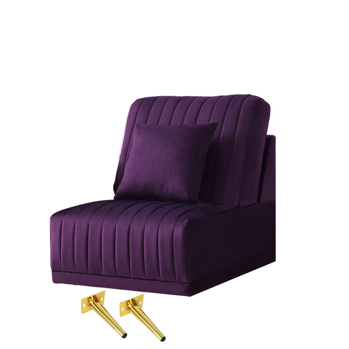 Purple Velvet Accent Chair Living Room Chair Upholstered Middle Chair With ld Legs , not sold separately, needs to be combined with other parts or multiple seats