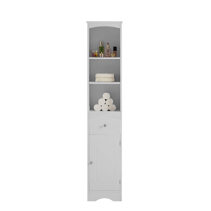 Tall Bathroom Cabinet, FreestandingStorage Cabinet with Drawer, MDF Board, Adjustable Shelf, White