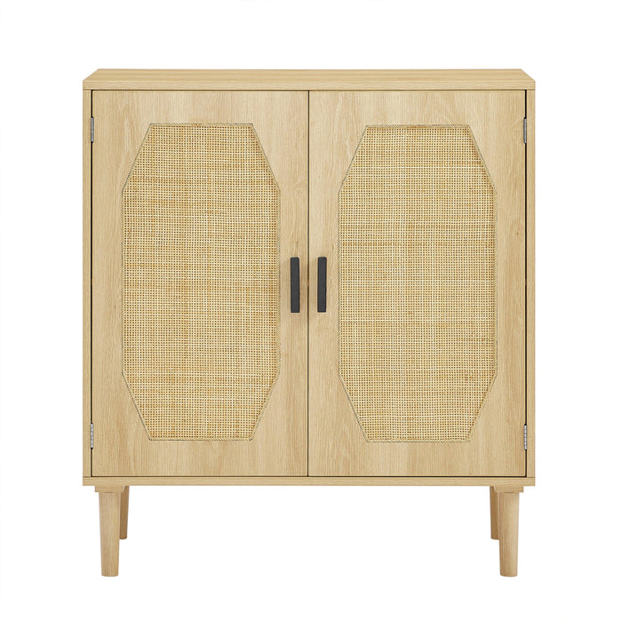 KitchenStorage cabinets with rattan decorative doors, buffets, wine cabinets, dining rooms, hallways, cabinet console tables, （Natural，31.5''LX 15.8''WX 34.6"H）.