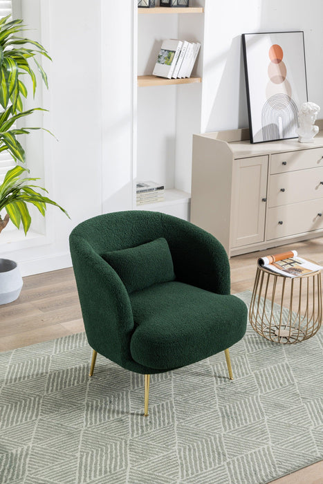 30.32"W Accent Chair Upholstered Curved Backrest Reading Chair Single Sofa Leisure Club Chair with Golden Adjustable Legs For Living Room Bedroom Dorm Room (Green Boucle)