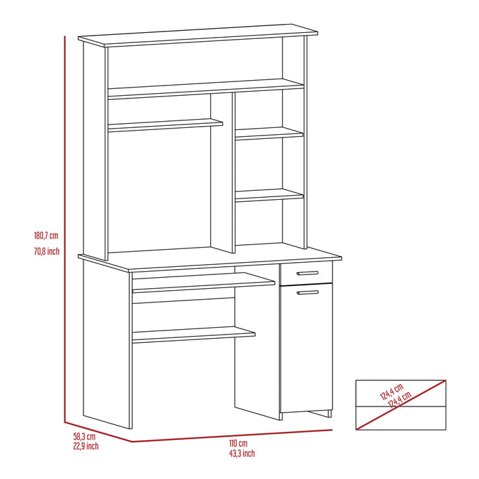 Aberdeen 2-Drawer 7-Shelf Computer Desk with Hutch Black Wengue