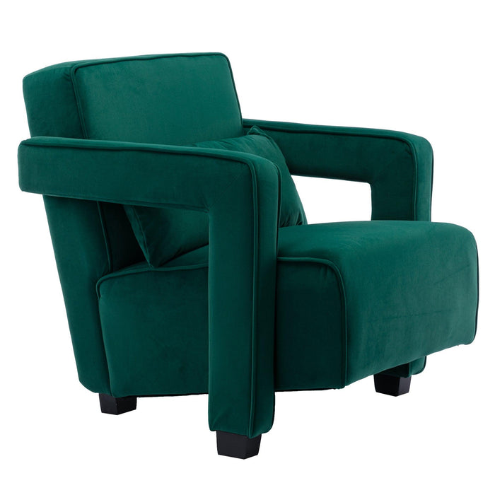 Modern  Velvet Open Back Upholstered Armchair with Pillow