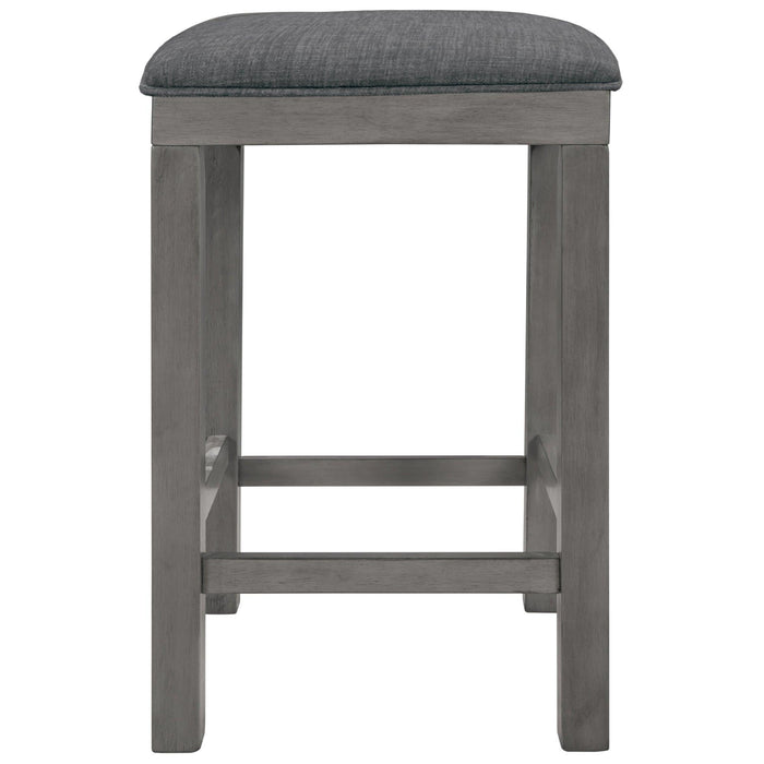 4-Piece Counter Height Table Set with Socket and Fabric Padded Stools, Gray