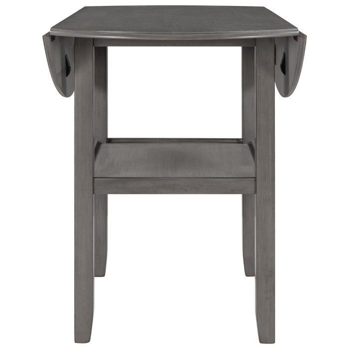 Farmhouse Round Counter Height Kitchen Dining Table with Drop Leaf  and One Shelf for Small Places, Gray