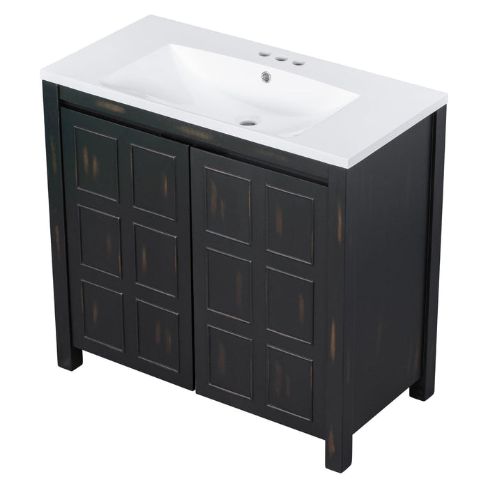 36" Bathroom Vanity Organizer with Sink,Combo Cabinet Set，BathroomStorage Cabinet,Retro Espresso