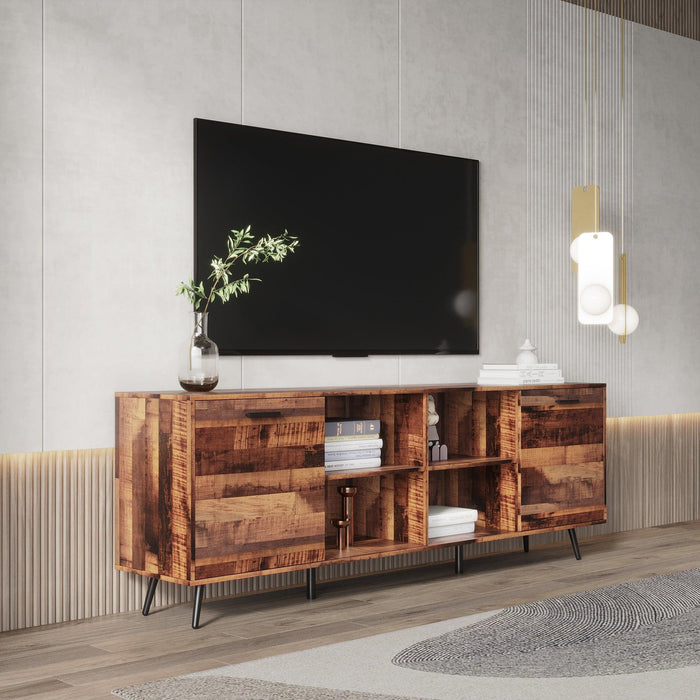 TV Stand Mid-Century WoodModern Entertainment Center AdjustableStorage Cabinet TV Console for Living Room