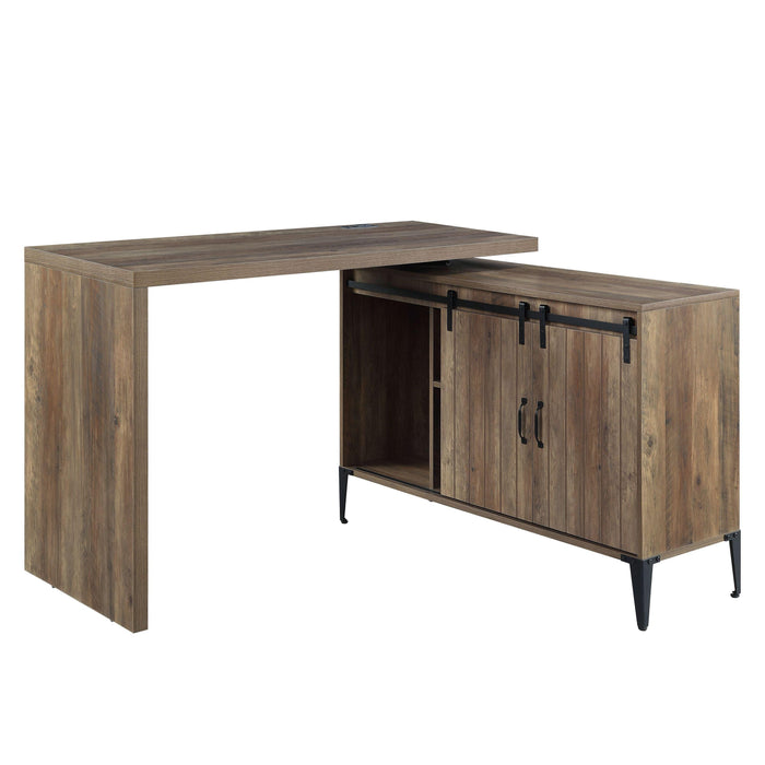 ACME Zakwani Writing Desk w/USB-Desk, Rustic Oak & Black Finish OF00154