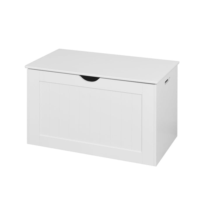 White Lift Top EntrywayStorage Cabinet with 2 Safety Hinge, Wooden Toy Box