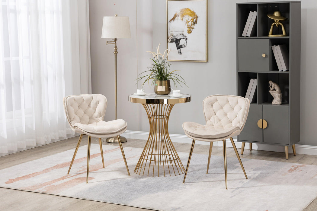 Owen CollectionModern | Contemporary Velvet Upholstered Dining Chair with Polished Gold Legs, Set of 2