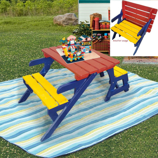 KID'S MULTI-FUNCTIONAL  ARM CHAIR,  TABLE+ 2 BENCHES（All-in-one） image