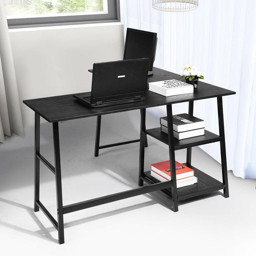 43.5"W X 27.6" D L-Shaped Corner Computer Desk with Open Shelves, BLACK image