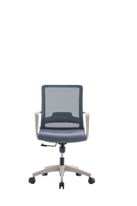 Brynn Swivel Adjustable Height Fixed Armrest Office Chair Smokey Oak and White image