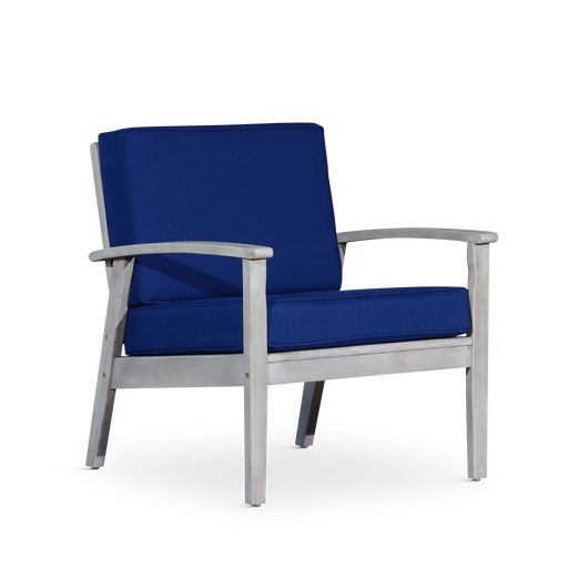 Deep Seat Eucalyptus Chair, Silver Gray Finish, Navy Cushions image