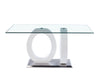 Contemporary Design Tempered Glass Dining Table with White MDF Middle Support and Stainless Steel Base image