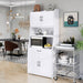 One-body Style Pantry Cabinet Kitchen Living Room Dining RoomStorage Buffet with Doors, Adjustable Shelves (White) image