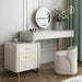 Luxury Makeup Vanity Set with LED Lighted Mirror, Side Cabinet and 5 Drawers,Modern Sintered Stone Dressing Table with Stool, 39.5", White image