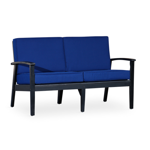 Eucalyptus Loveseat with Cushions, Espresso Finish, Navy Cushions image