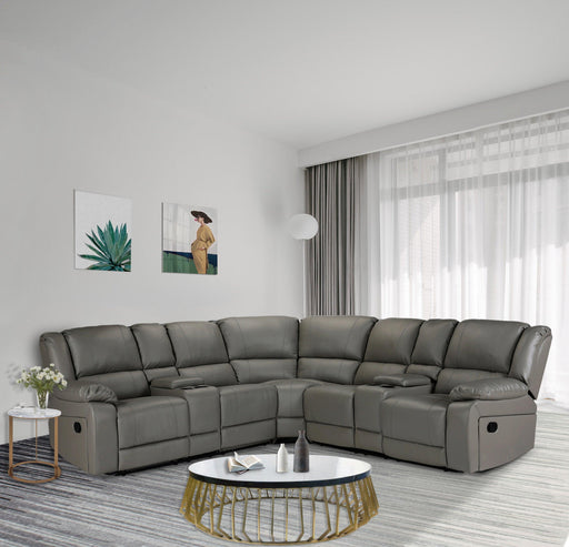 Sectional Manual Reclining Sofa GREY PU image