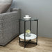 2-layer Tempered Glass End Table, Round Coffee Table for Bedroom Living Room Office image