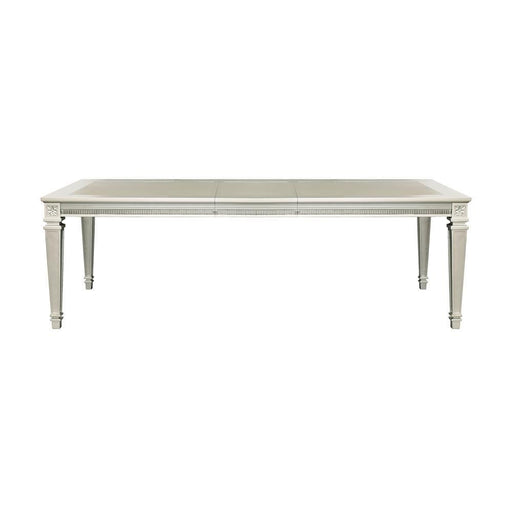 Modern Glam Design 1pc Dining Table with Extension Leaf Silver Finish Acrylic Inset Framing Dining Room Furniture image