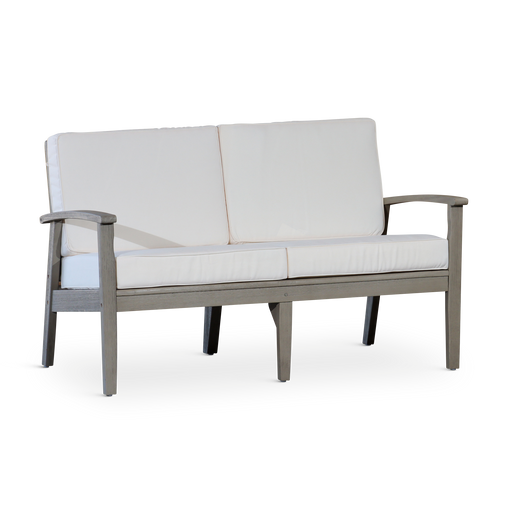 Eucalyptus Loveseat with Cushions, Driftwood Gray Finish, Cream Cushions image