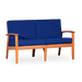 Eucalyptus Loveseat with Cushions, Natural Oil Finish, Navy Cushions image