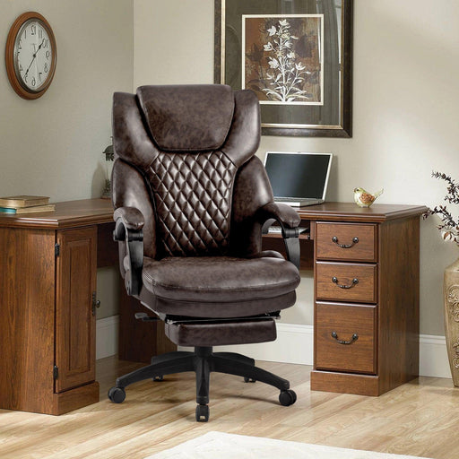 High Back Big & Tall 400lb Office Chair with Footrest Bonded Leather Ergonomic Executive Desk Computer Swivel Chair image