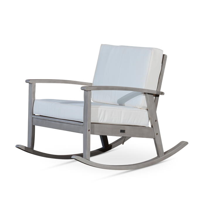 Eucalyptus Rocking Chair with Cushions, Silver Gray Finish, Cream Cushions image