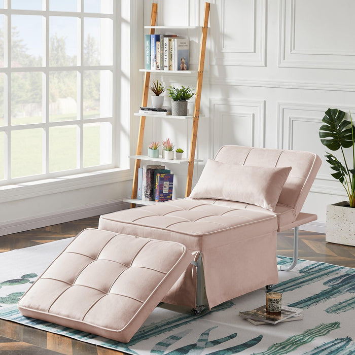 Velvet Folding Sofa Bed Sleeper Chair with Adjustable Backrest . image